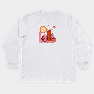 London Design Shiluette Artwork Sticker UK cityscape Kids Long Sleeve T-Shirt